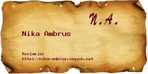 Nika Ambrus névjegykártya
